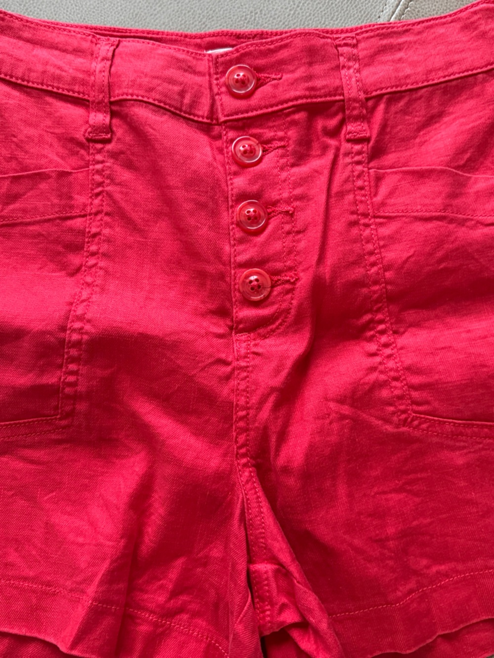 Evereve Red Button Front Red Shorts